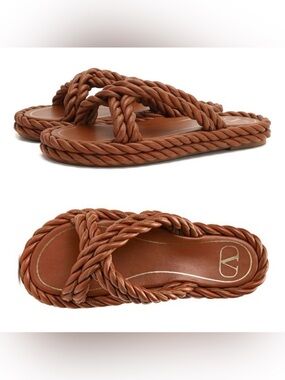 Valentino The Rope twisted strap nappa leather sandal size 39
